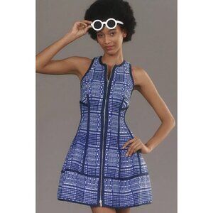 NWT Anthropologie Sleeveless Sculpted Mini Dress 4P Blue Fit & Flare Mod